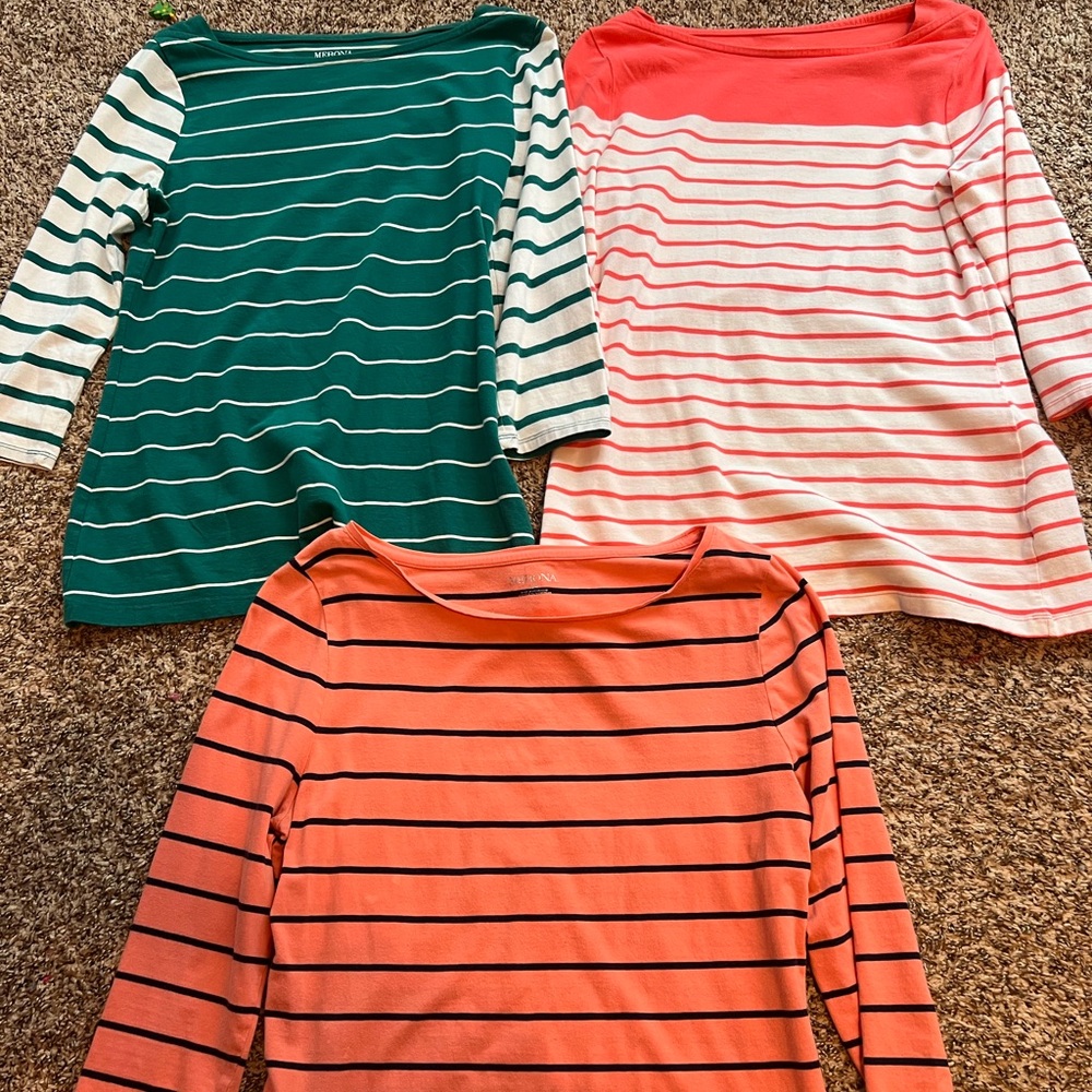 (3) women’s Merona 3/4 length sleeve tops